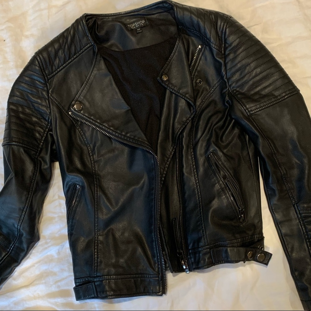 Topshop faux leather moto jacket
